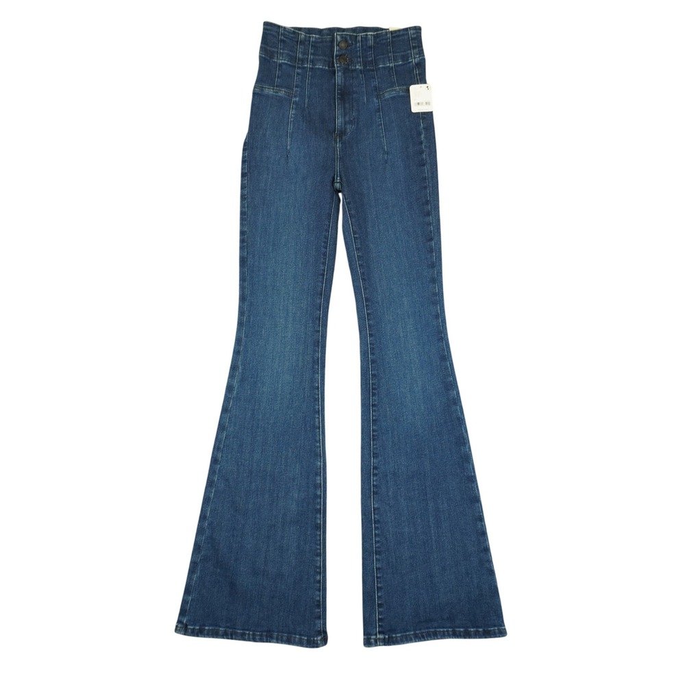 NEW We The Free Jayde Flare Jeans Womens 27x34 Blue High Rise Wide Waistband